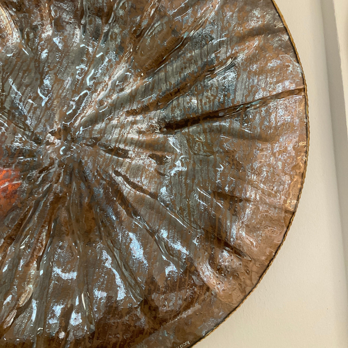 Decor Glass Wall Plate - New Bronze Aged Mirror Gold Edge PA0702G.15.2