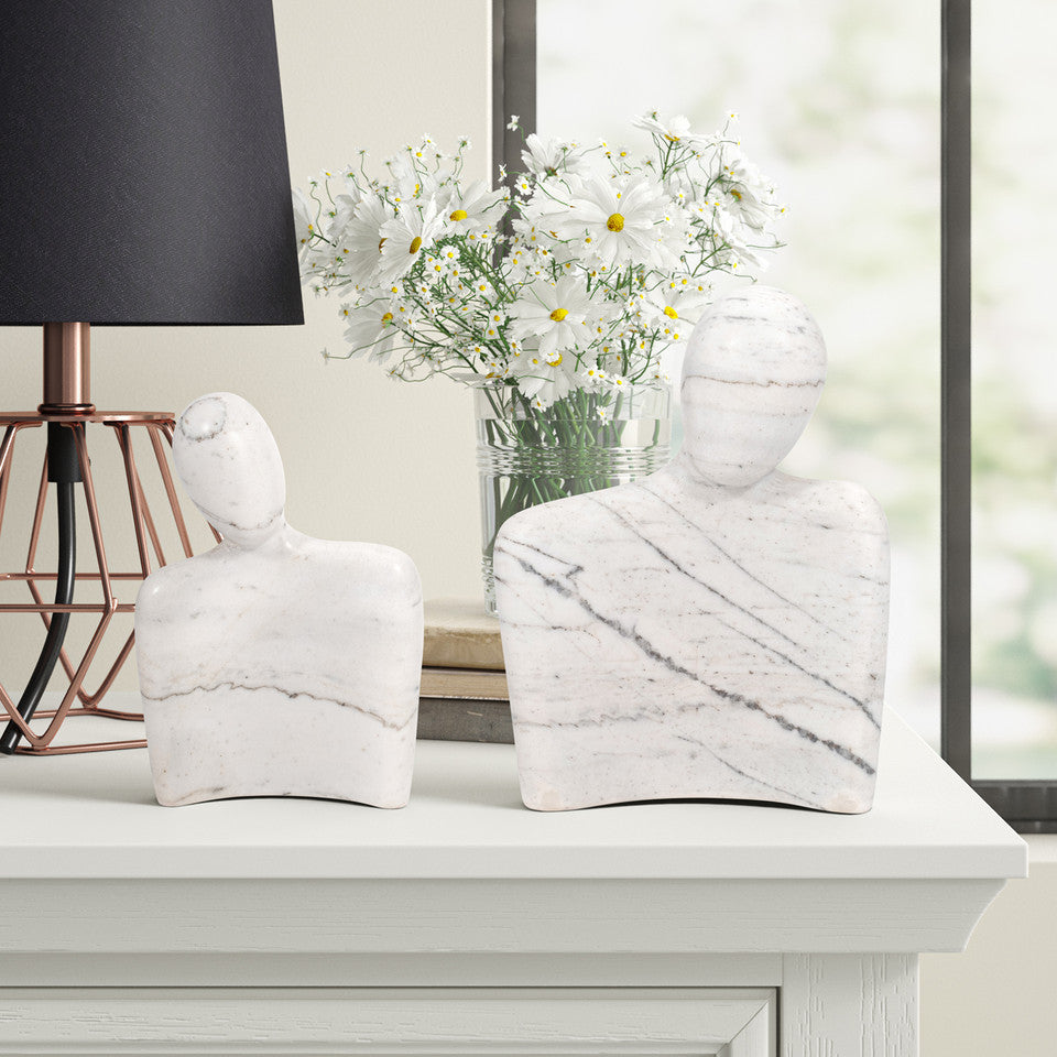 Marble , S/2 8/10" Hugging Couple, White