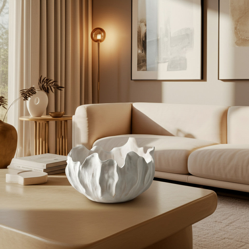 14" Spadena Short Porcelain Bowl, Ivory