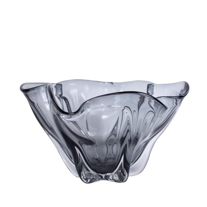 Grey Flower Shaped Glass Bowl
