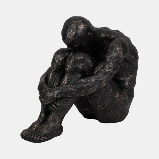 16" Sitting Man, Bronze