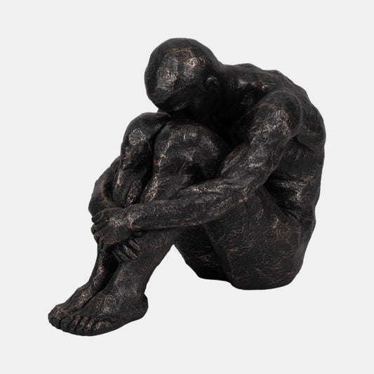 16" Sitting Man, Bronze