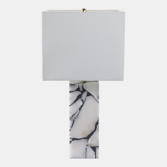 24x12" Alabaster Pieces Table Lamp, White