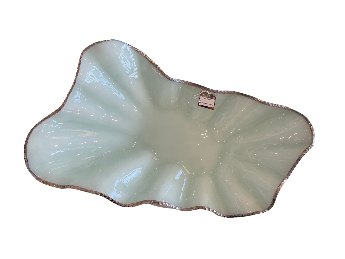 Decor Glass Centerpiece - Aqua White, Platinum edge 0682.1.3