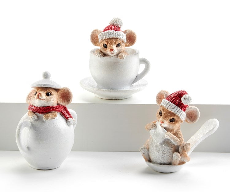 Polyresin Mice Figurines Set of 3