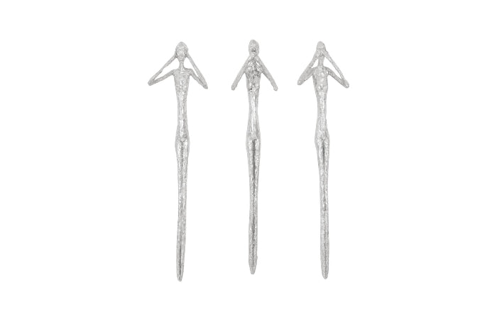 See, Hear, Speak No Evil Silver Leaf, Set Of 3