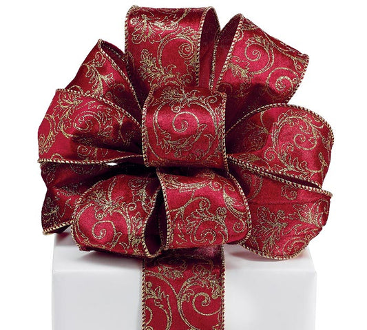 #40 RED VELVET WITH GOLD FILIGREE RIBBON