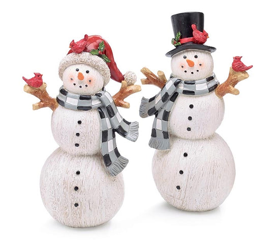 SNOWMEN FIGURINES IN DIFFERENT HATS Set of 2