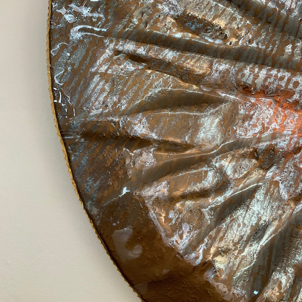 Decor Glass Wall Plate - New Bronze Aged Mirror Gold Edge PA0702G.15.2