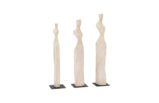 Cast Women Sculptures Tabletop, Roman Stone Set of 3
