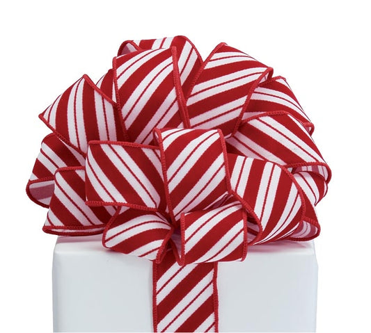 RIBBON #9 RED VELVET WHITE STRIPE