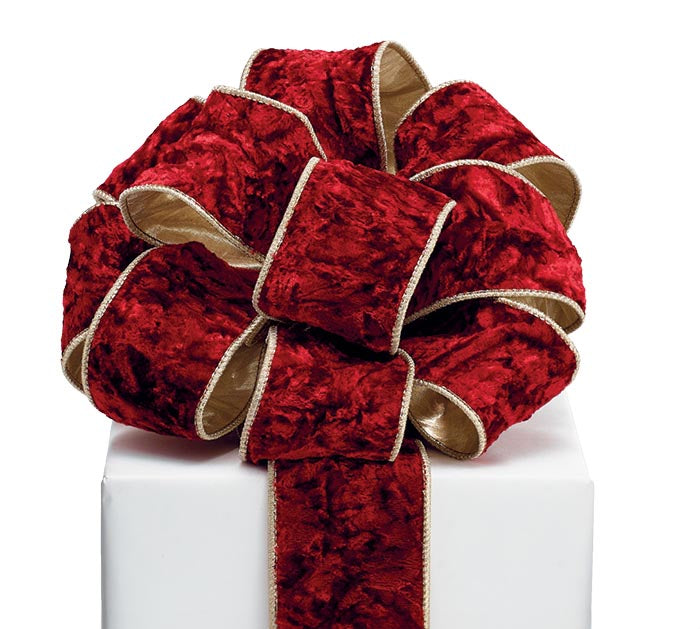 #40 CRUSHED RED VELVET GOLD BACK RIBBON