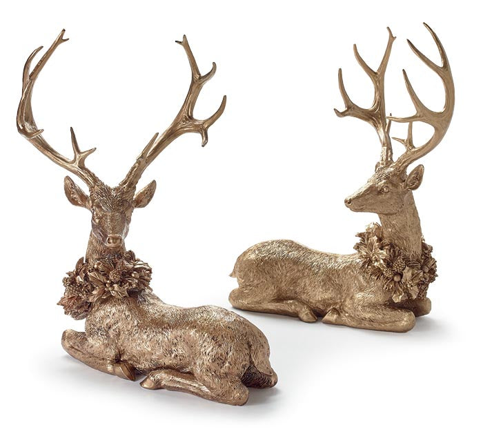 GOLD LYING DEER PAIR DECOR SET OF 2