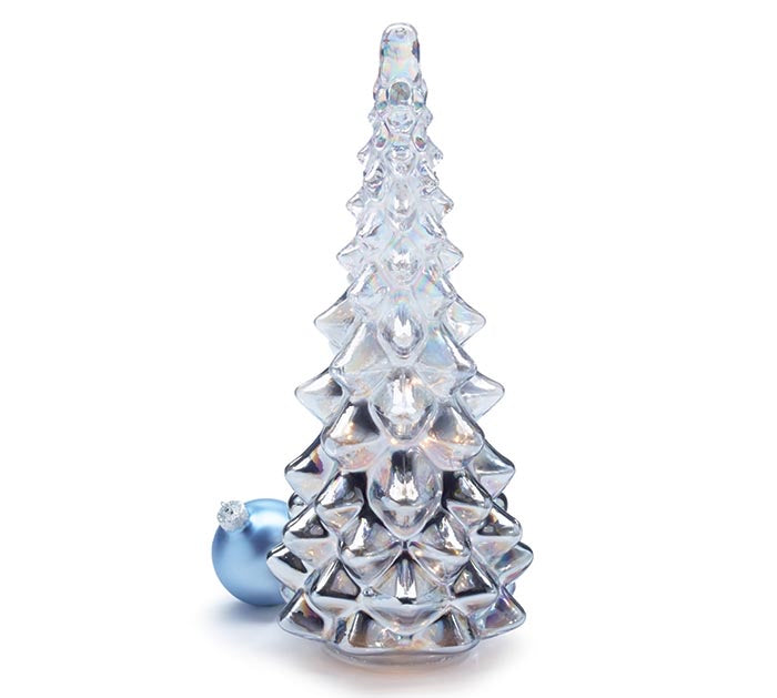 CLEAR TO METALLIC SILVER TREE WITH LIGHT