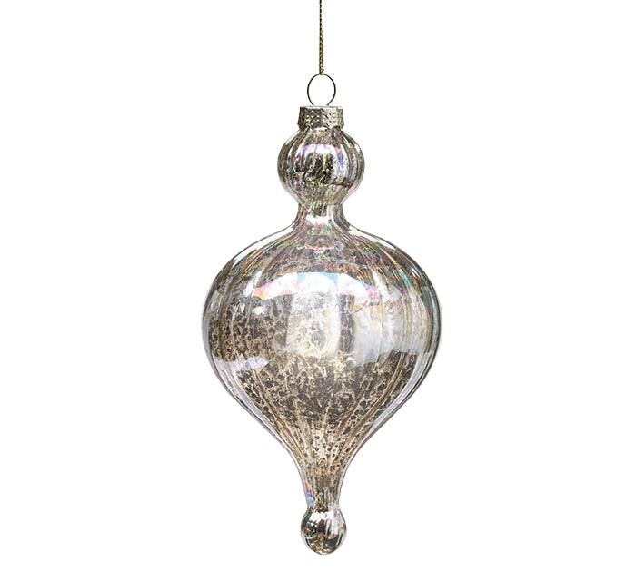 GLASS ORNAMENT SILVER MERCURY LOOK