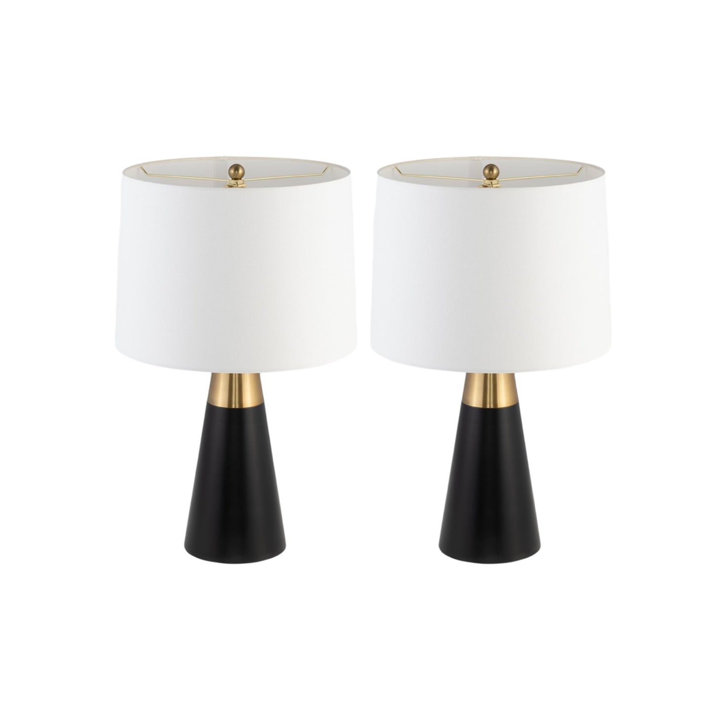 METAL,S/2,23"H, STONE CONE TBL LAMPS,BLK/GLD