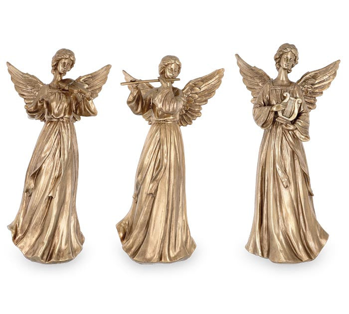 ASSORTED GOLD INSTRUMENT ANGEL FIGURINE