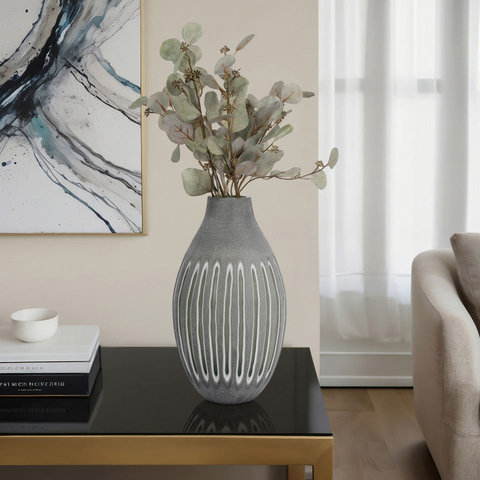 17" Abbot Large Green Glass Vase