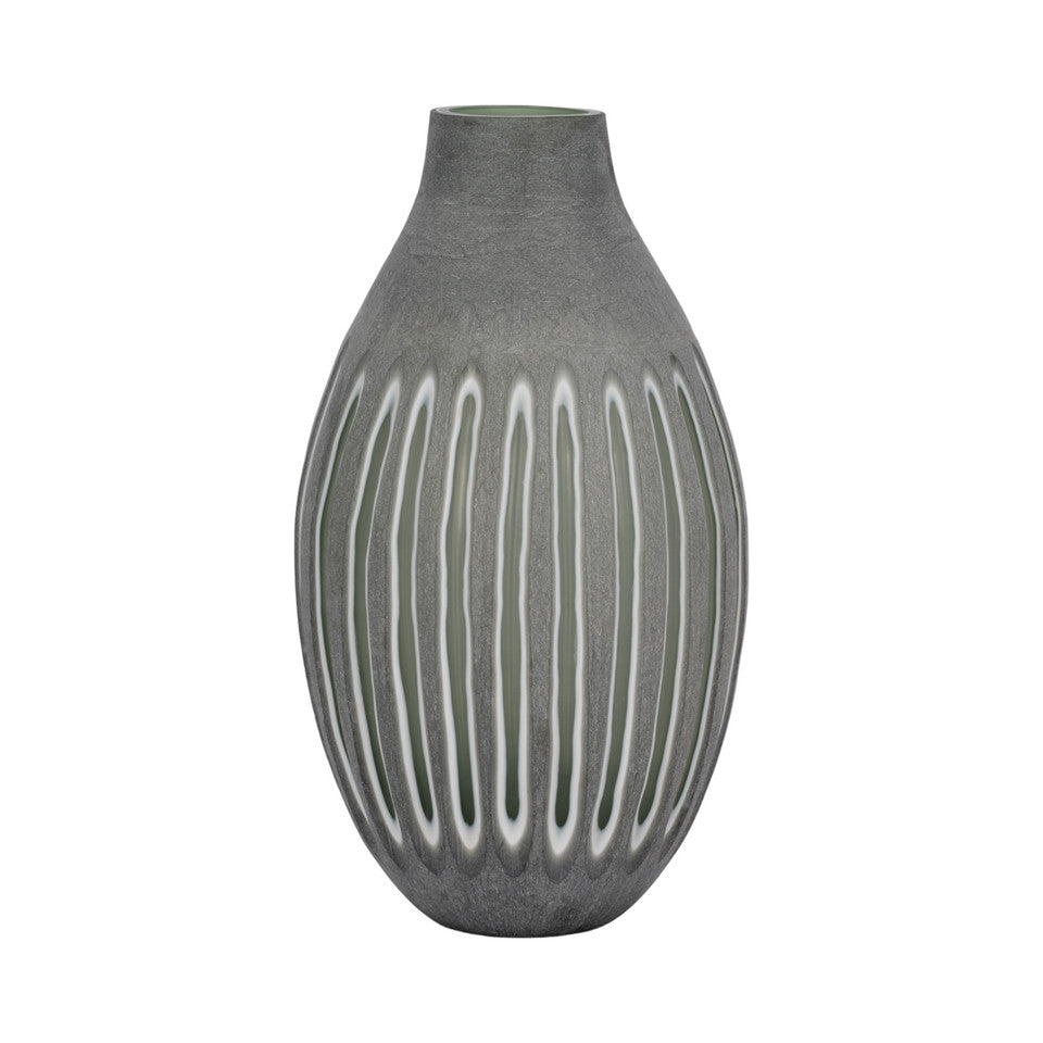 17" Abbot Large Green Glass Vase