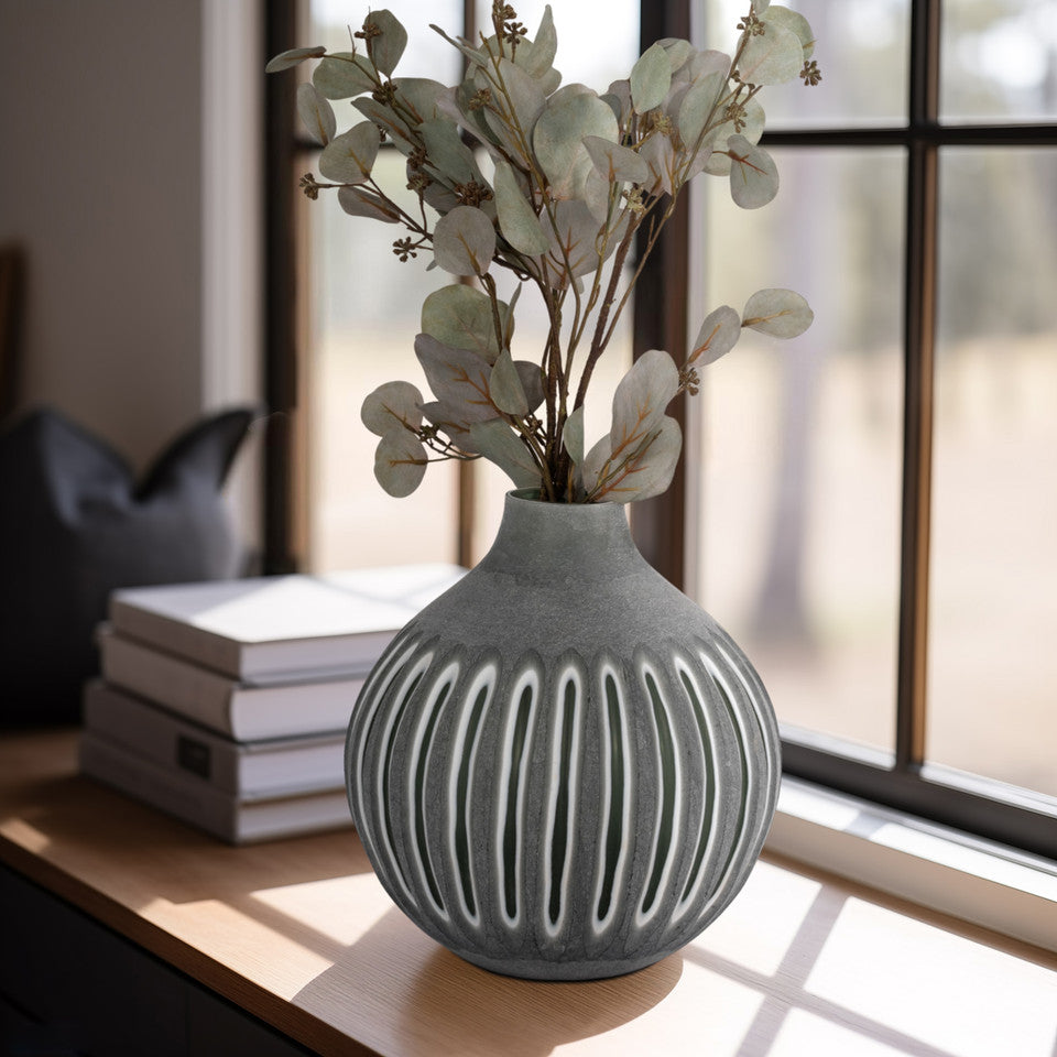 12" Abbot Medium Green Glass Vase