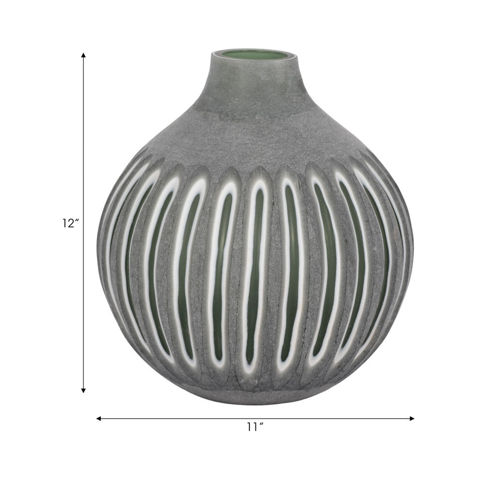 12" Abbot Medium Green Glass Vase