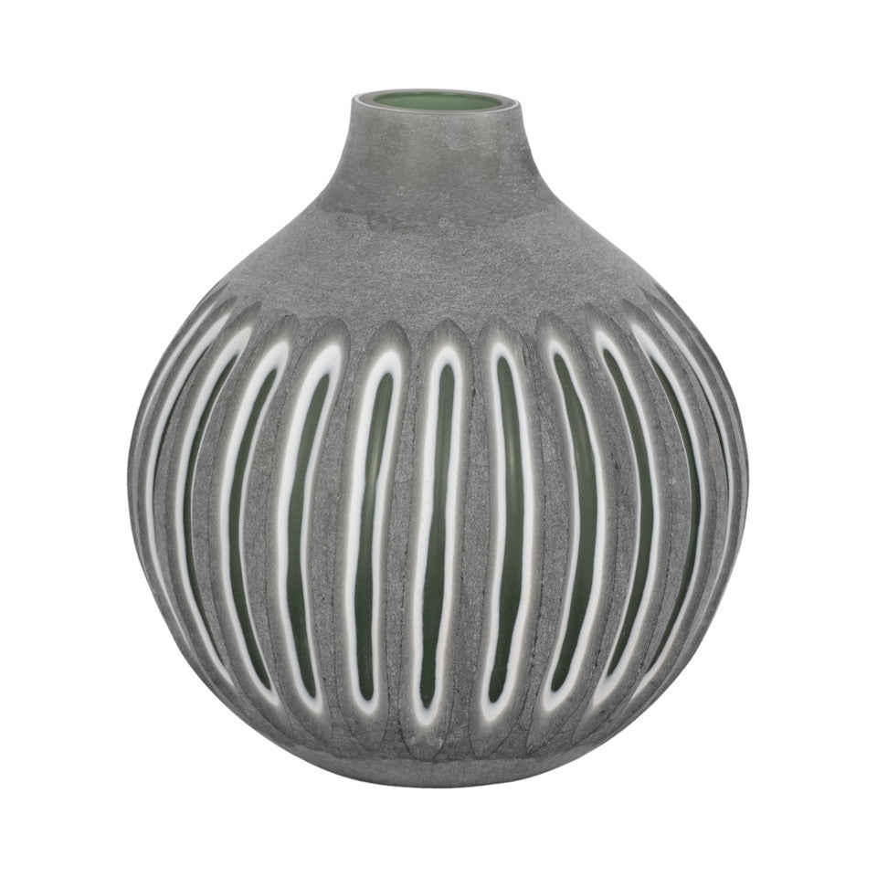 12" Abbot Medium Green Glass Vase