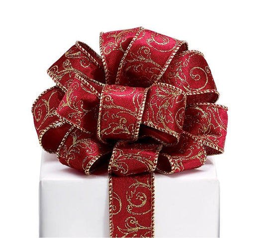 #9 RED VELVET WITH GOLD FILIGREE RIBBON