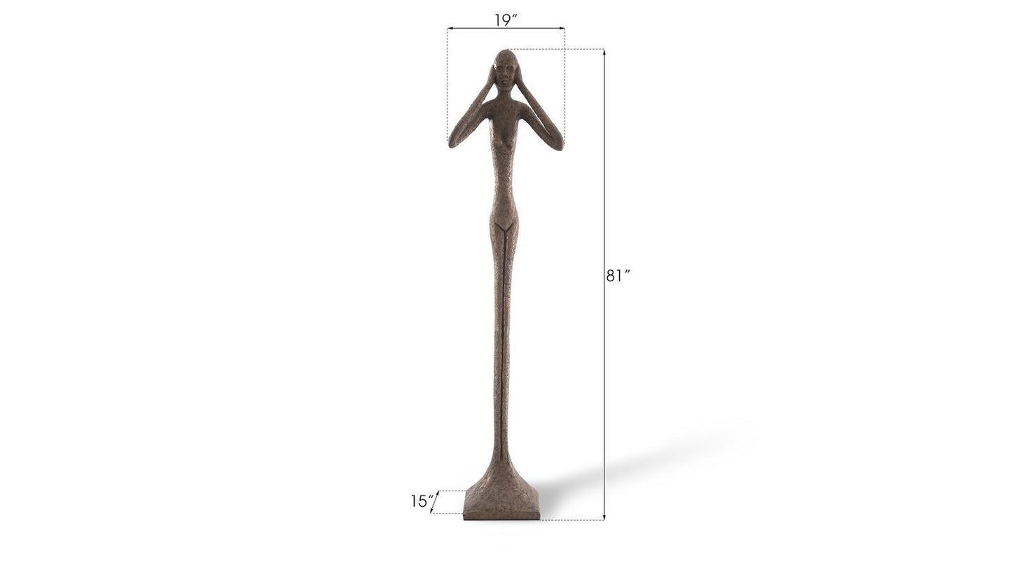 Hear No Evil Slender Sculpture, Large, Resin, Bronze Finish