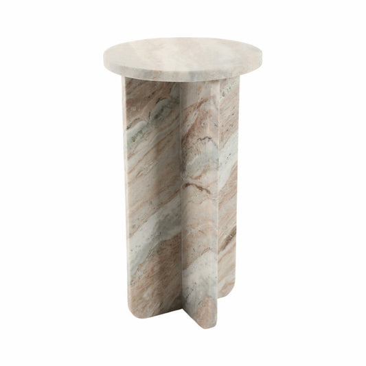 Belliso Small Rounded Marble Table, Brown