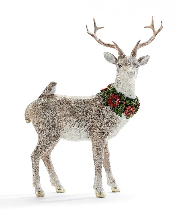 Polyresin Reindeer Figurine w/Fig.