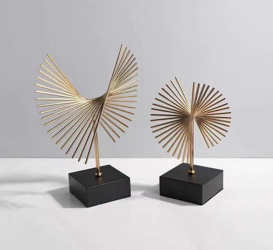 Abstract Gold Sculpture Set of 2