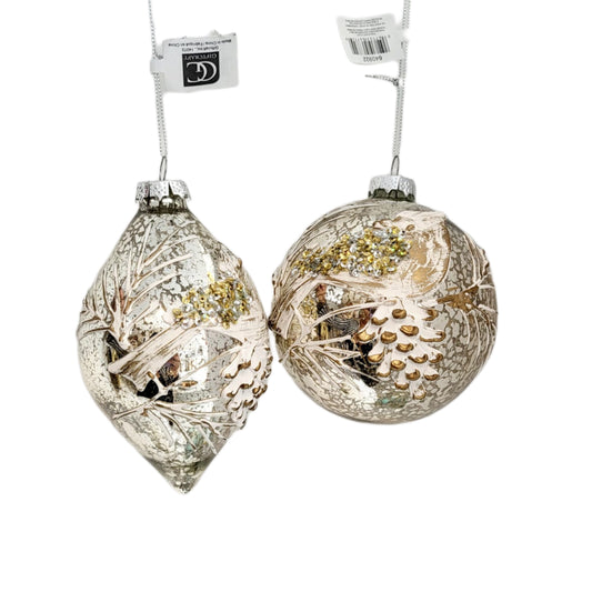 Glass Ball Finial Ornaments Set of 2