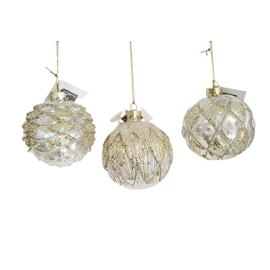 Glass Christmas Ball Ornaments Set of 3