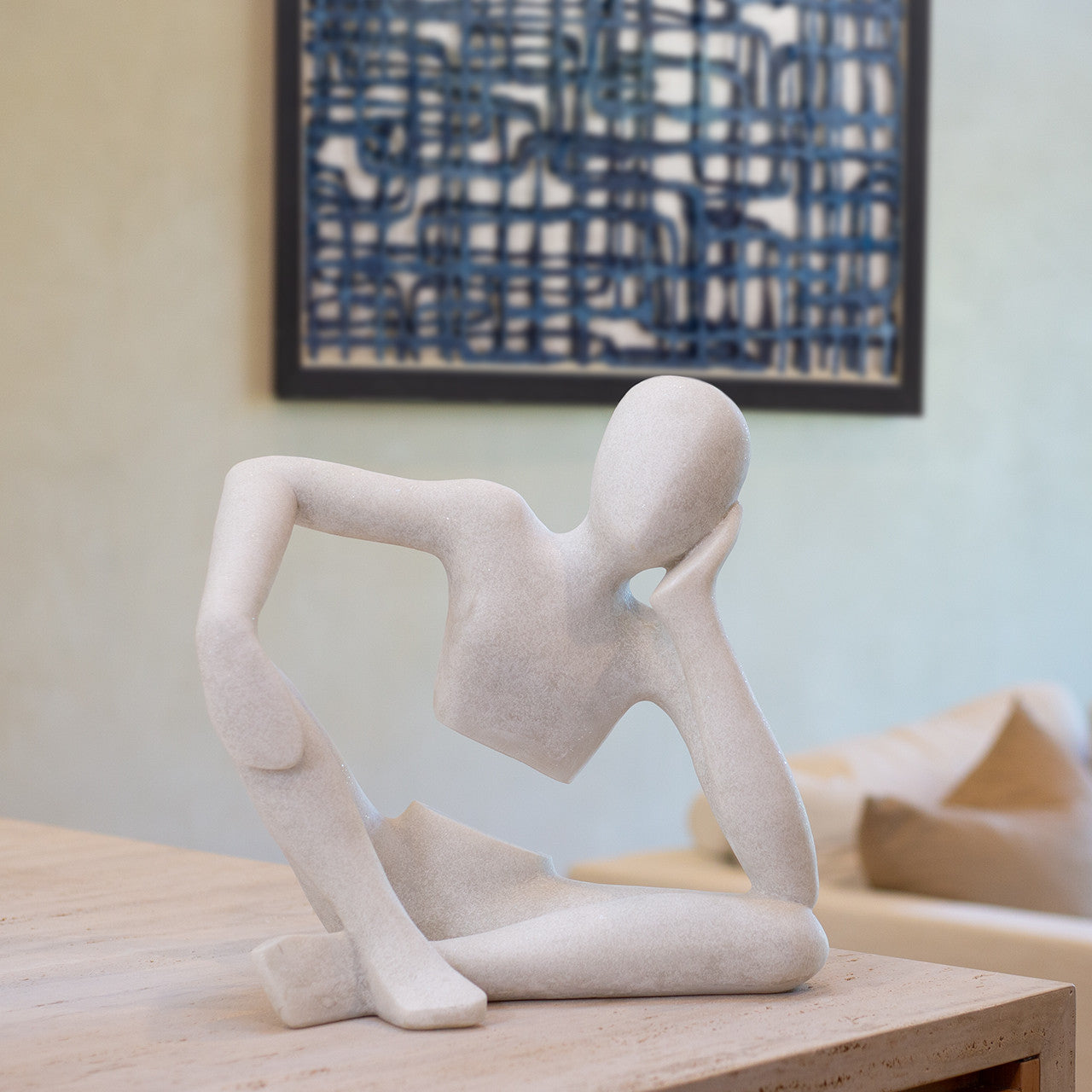 Sebastian White Quartz Sand Statue