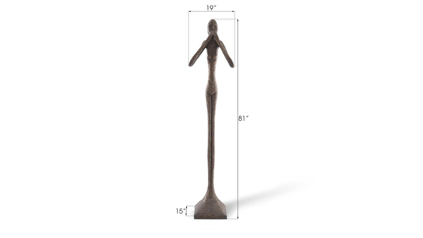 Speak No Evil Slender Sculpture, Large, Resin, Bronze Finish