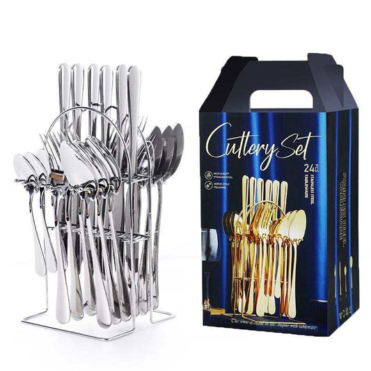 24pcs Silver Cutlery Patio Set